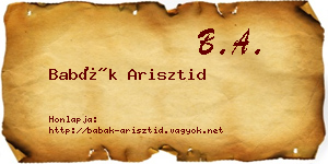 Babák Arisztid névjegykártya